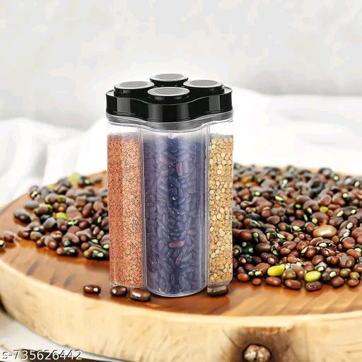 4-Compartment Airtight Grain & Pulse Storage Container