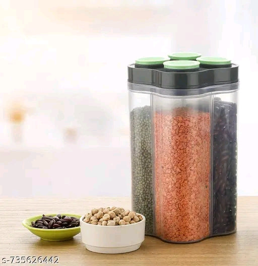 4-Compartment Airtight Grain & Pulse Storage Container