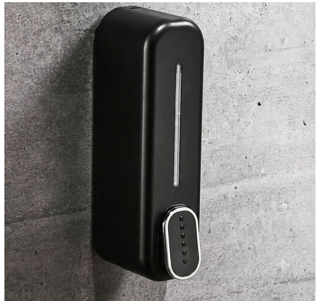 Modern Wall-Mount Manual Soap & Liquid Dispenser (Matte Black)